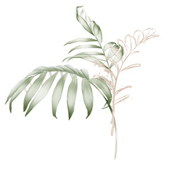 Naklejka premium Floral composition for creating greeting cards, wedding invitations, banners on a white background