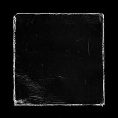 Old Black Square Vinyl CD Record Cover Package Envelope Template Mock Up. Empty Damaged Grunge Aged Photo Scratched Shabby Paper Cardboard Overlay Texture.  - 431906484