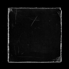 Old Black Square Vinyl CD Record Cover Package Envelope Template Mock Up. Empty Damaged Grunge Aged Photo Scratched Shabby Paper Cardboard Overlay Texture.  - 431906499