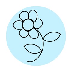 Flower Line Icons vector design black. Hand-drawn flower. Simple vector icon. Cartoon flower line icon. Drawing flower, vector sketch.