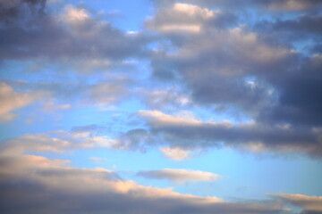 Naklejka na ściany i meble Beautiful evening blue sky with clouds skies landscape