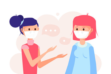 People communicate during a pandemic. People in medical masks.