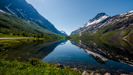 Alpine lake in the mountains.