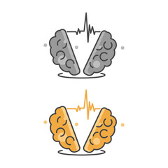 Brain wave icon. Flat style. Isolated on while background. 