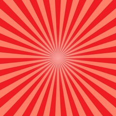 Red Sunburst Pattern Background. Rays. Sunburst background. Vector illustration. Red radial background.	