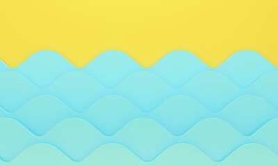 Abstract background with yellow beach and sea wave. 3d rendering