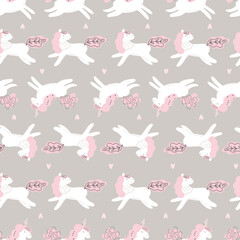 Unicorn Meadow digital paper, unicorn seamless pattern for kids and baby products, fabric, textile, stationery, wallpaper, gift wrapping.