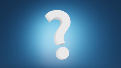 Question mark 3d render on blue background