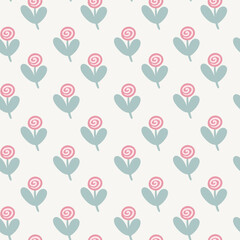 Seamless floral pattern design with sweet vector hand drawn flowers for kids and baby products, fabric, wallpaper, stationery. Meadow floral digital paper