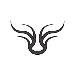 abstract deer antler logo, black silhouette deer tatto logo, deer antler vector illustration, hunter logo