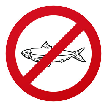 recommend clip art: No Sardine Symbol Isolated on White Background. Fish Vector Illustration Prohibition Stop Sign.