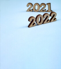 Figures 2022 on blue background. Banner 2022.