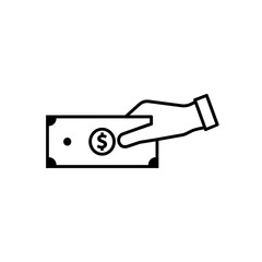 Money in hand vector icon