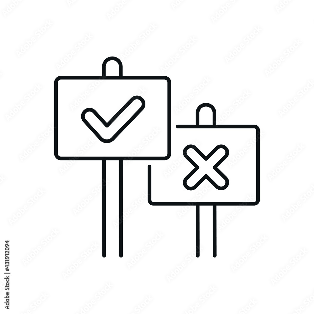Poster yes and no linear icon. voting. thin line customizable illustration. contour symbol. vector isolated