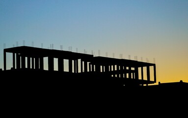 Silhouette of building construction  