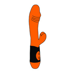 Illustration of a sex toy. Artificial phallus isolated on a white background. - obrazy, fototapety, plakaty