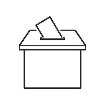 voting ballot box line icon