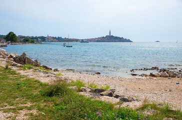 cityscape of rovinj, croatia, from the seaside coast