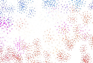 Light Blue, Red vector doodle texture with leaves.