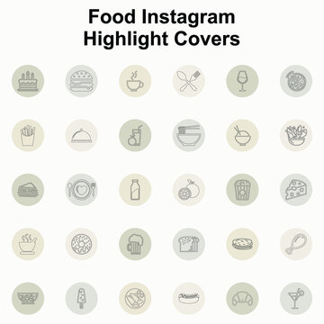 Social Media Instagram Highlight Cover, Food Icons Vector  Stock-Vektorgrafik | Adobe Stock