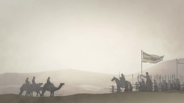 Saladin Army and Messengers on Camels
