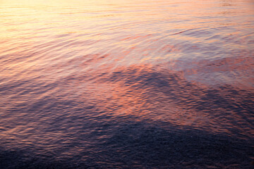 colorful water surface background, sunset at the beach