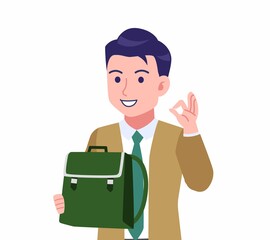 緑のネクタイの男性