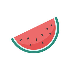 Slice of watermelon, vector illustration. Isolated flat element. Cute summer print.