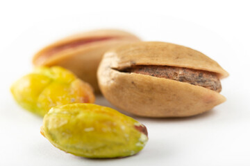 delicious pistachio on white background