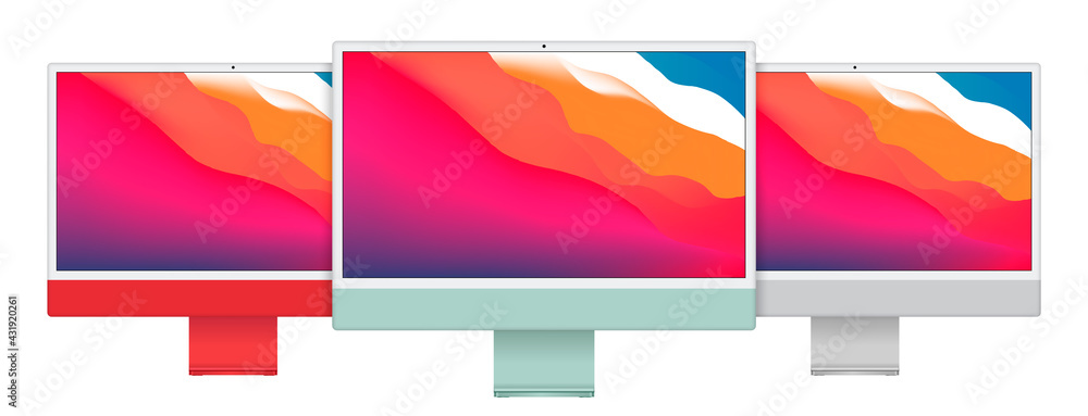Poster Mockup computer monitor isolated on a white background. To present your application and web design.