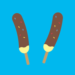 シンプルでかわいいチョコバナナのイラスト フラットデザイン