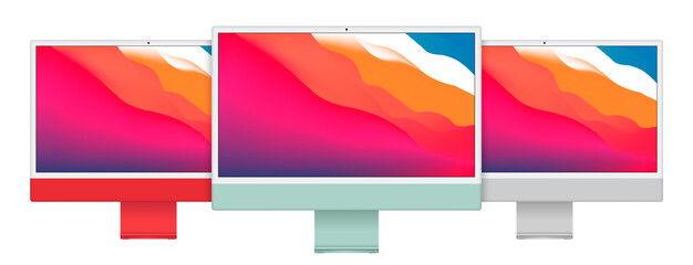Obraz premium Mockup computer monitor isolated on a white background. To present your application and web design.