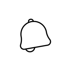 Bell linear icon in black, outline illustration. Notofication symbol over white background. Isolated on white background. Trendy flat style for app, graphic design, web, site, ui, ux. Vector EPS 10
