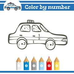 Fototapeta premium Color by numbers. Coloring page for preschool children. Learn numbers for kindergartens and schools. Educational game. Vector illustration