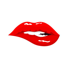 Sexy red female lips isolated on a white background