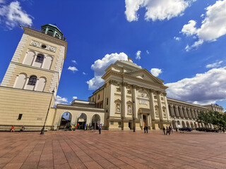 Fototapeta premium Warsaw, Poland - City landscape, old and modern architecture, travel covid-19 times