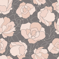 Seamless pattern with pink peony flower.