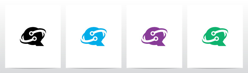 Obraz premium Nodes Orbitting Letter Logo Design Q