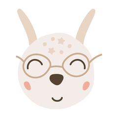 Cute baby bunny face, vector illustration.