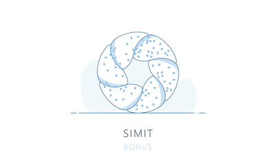 Simit, Turkish bread. Skyline vector illustration, line graphics for web pages, mobile apps and polygraphy.	