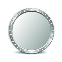 Silver empty coin isolated on a white background. 3d rendering