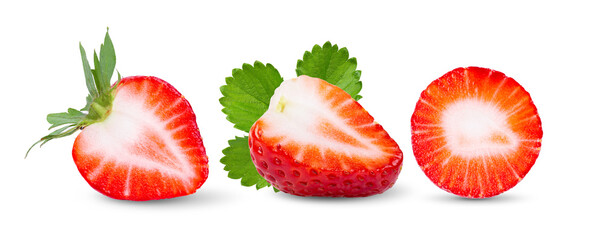 half of Strawberry  isolated on white