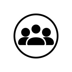 Fototapeta na wymiar Society or team line icon solid black. Communication simple logotype. Flat style isolated symbol, used for: illustration, minimal, logo, mobile, app, emblem, design, web, site, ui, ux. Vector EPS 10