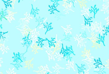 Light Blue, Yellow vector elegant pattern with sakura.