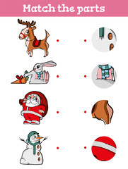 Match the part Educational game for children. Cartoon. Vector illustration