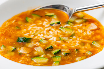 still ife of zucchini soup with rice