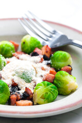 brussels sprout with bacon and parmesan cheese