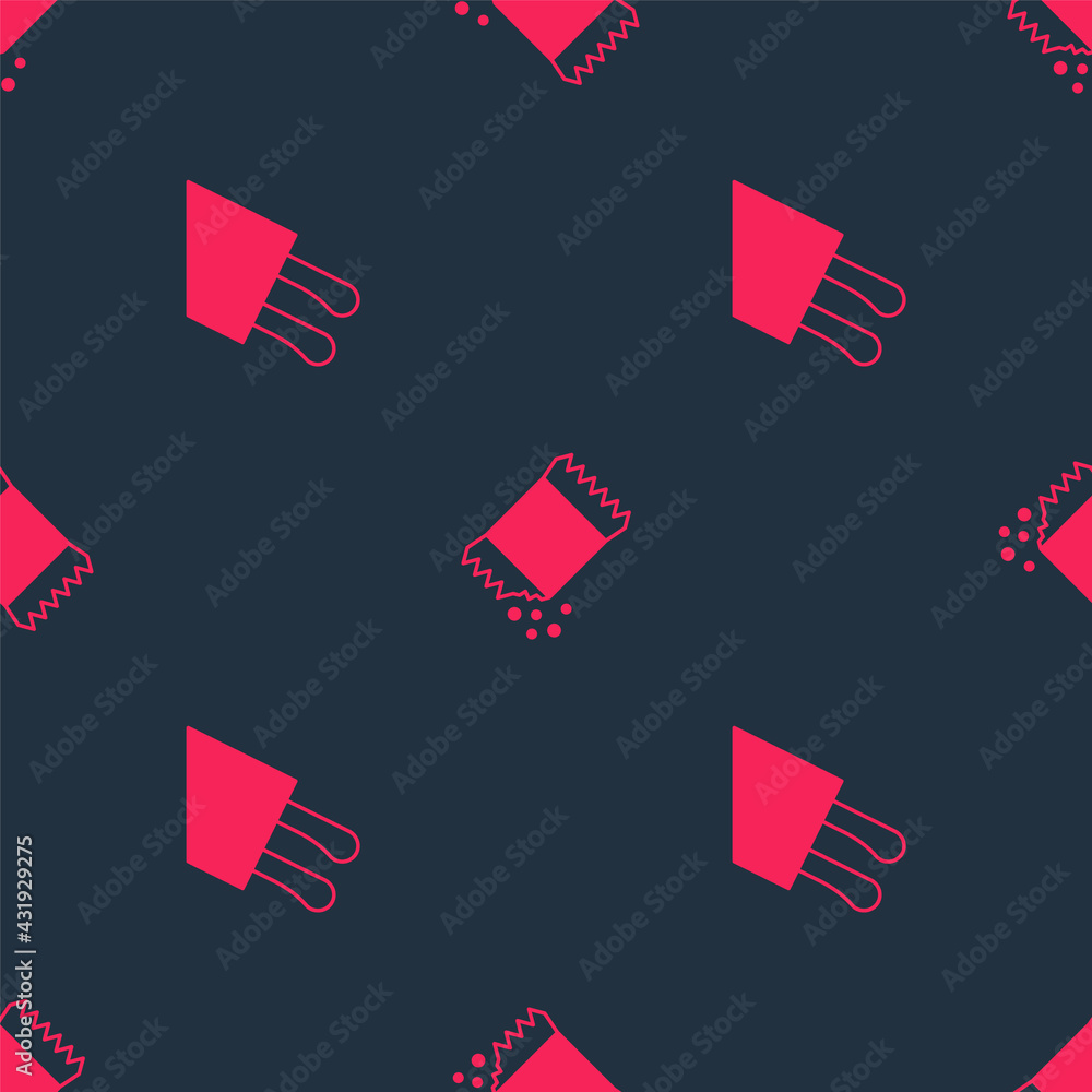 Poster set knife and packet of pepper on seamless pattern. vector