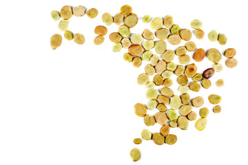 Pile broad or fava beans isolated on white background
