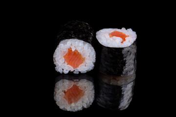  rolls with rice, slightly salted salmon